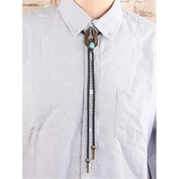 NECKLACE Leather Western Cowboy for Men’s Bolo Tie - Picture 7 of 8